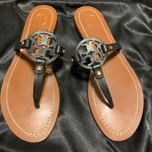 Tory Burch Mini Logo All Leather Sandal